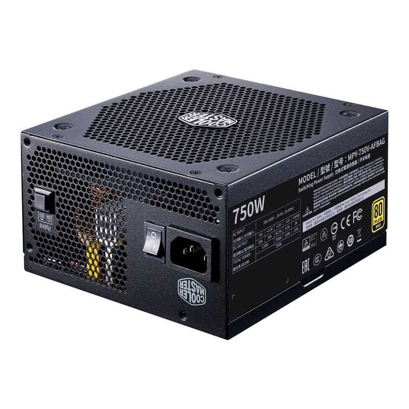  ATX PSU: V750W GOLD V2 Fully Modular, 80 PLUS Gold, Semi-Fanless Mode with Hybrid Switch, 4x PCI-E, 12x SATA  